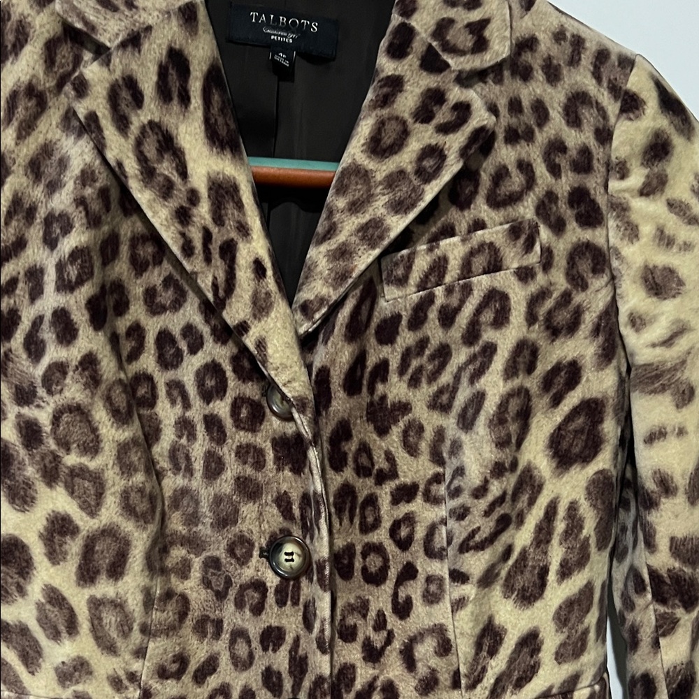 Talbots Leopard Print Blazer Sz 4P - Picture 2 of 7